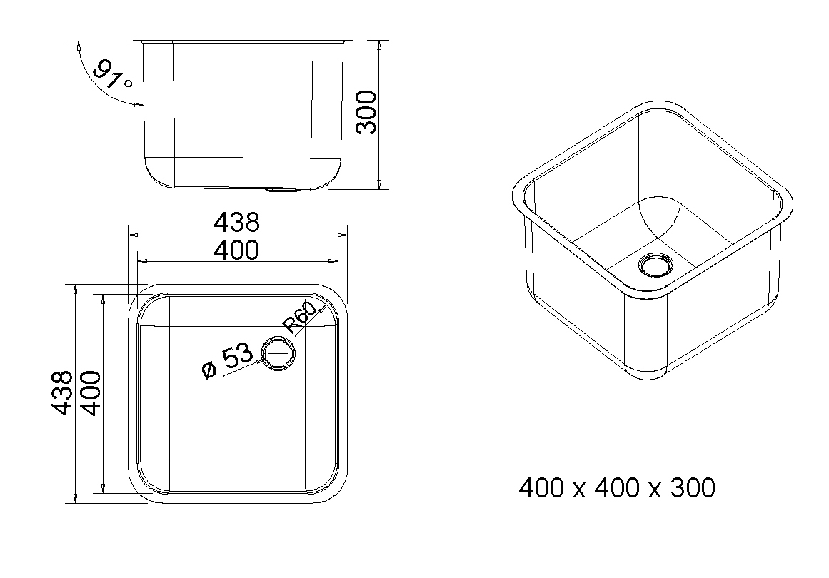 allpaxde XL Edelstahl Spülbecken 400×400, 48 Liter ~ allpaxde XL Edelstahl Spülbecken 400×400, 48 Liter ~ Spülbecken Liter