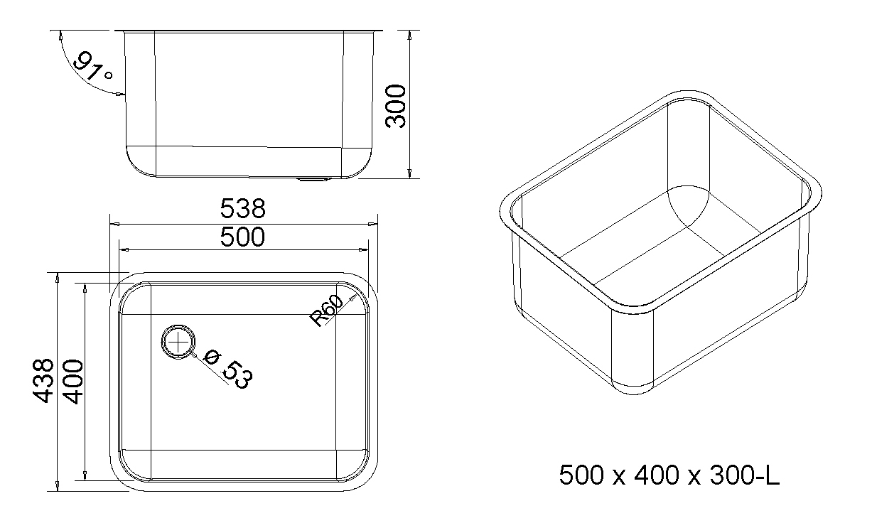allpaxde XL Edelstahl Spülbecken 500×400, 60 Liter ~ allpaxde XL Edelstahl Spülbecken 500×400, 60 Liter ~ Spülbecken Liter