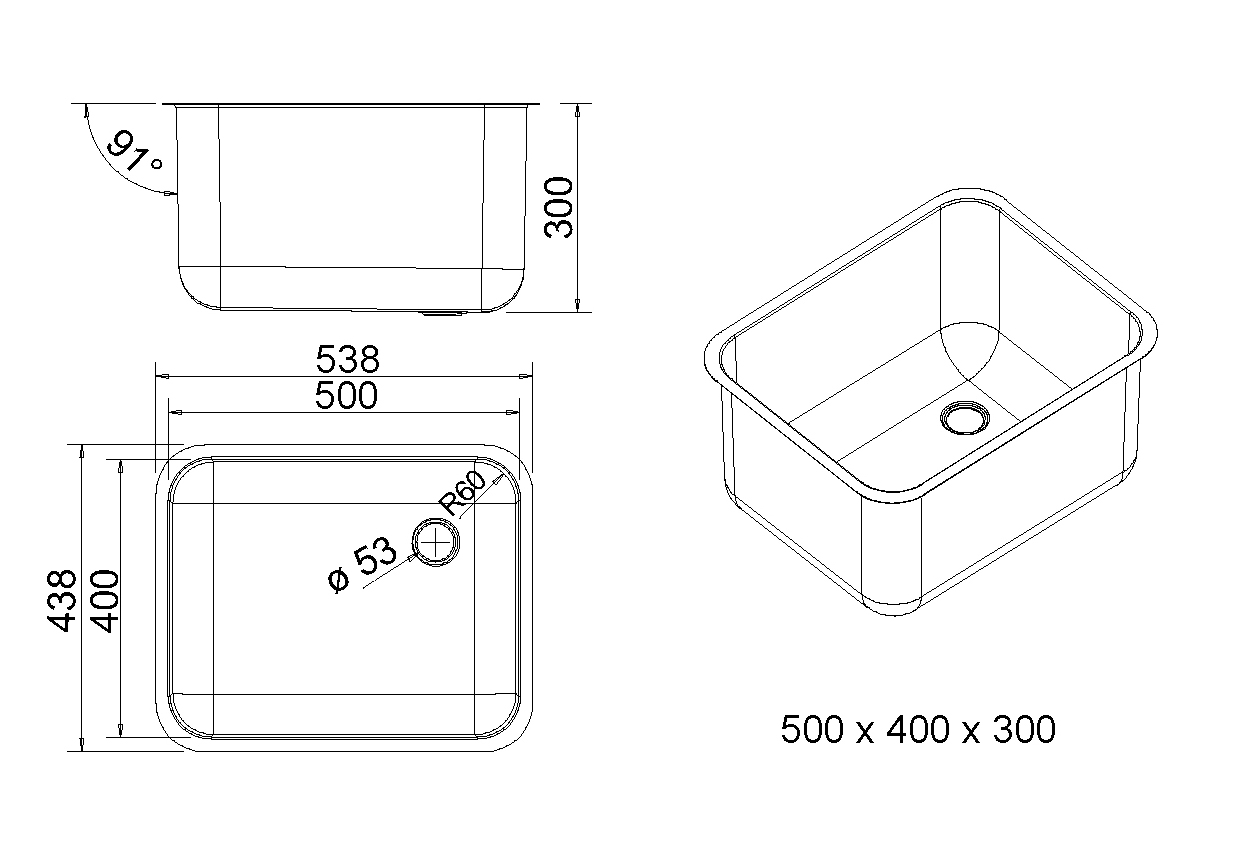 allpaxde XL Edelstahl Spülbecken 500×400, 60 Liter ~ allpaxde XL Edelstahl Spülbecken 500×400, 60 Liter ~ Spülbecken Liter